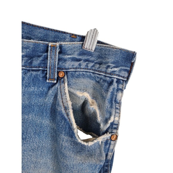 Vtg 80s Levis 557 Blue Jeans Mens 33x34 Distressed Straight Tapered (30x32) USA - Picture 9 of 15
